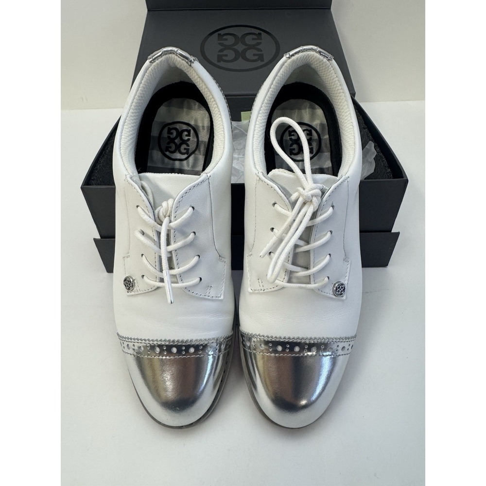 New G/FORE Gallivanter Cap Toe White Snow / Sharkskin Golf Shoes Size 7.5 NIB - Picture 4 of 10
